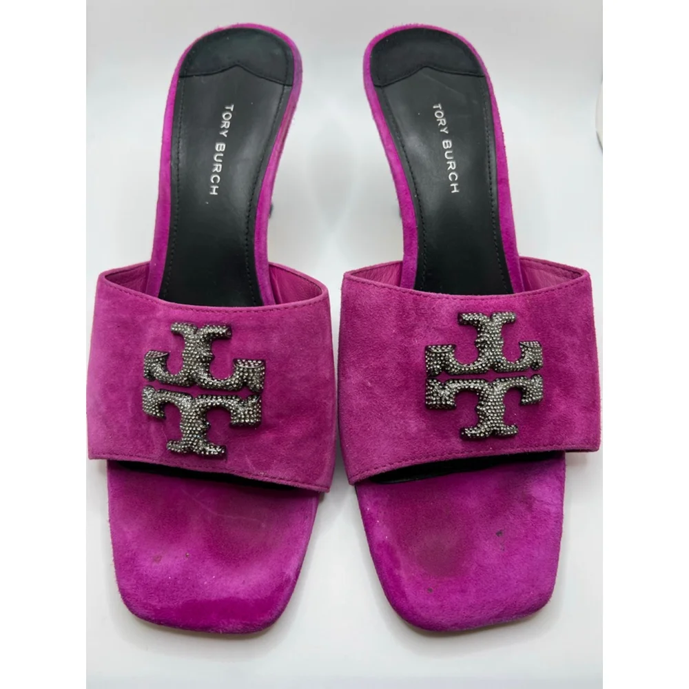 Women's Tory Burch Fuchsia Suede Eleanor Mule Sandals 7.5